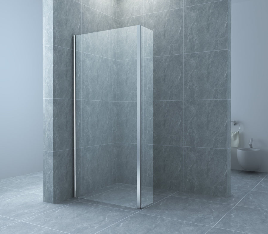 Paroi latérale Eco avec profil d'angle 300 x 2000 x 8 mm verre nano clair/chrome