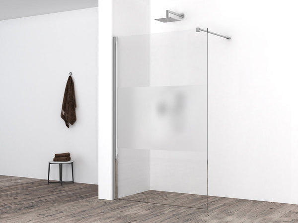 Douche à l'italienne Comfort 1200 x 2000 x 10 mm verre nano clair avec bande centrale en verre dépoli/chrome