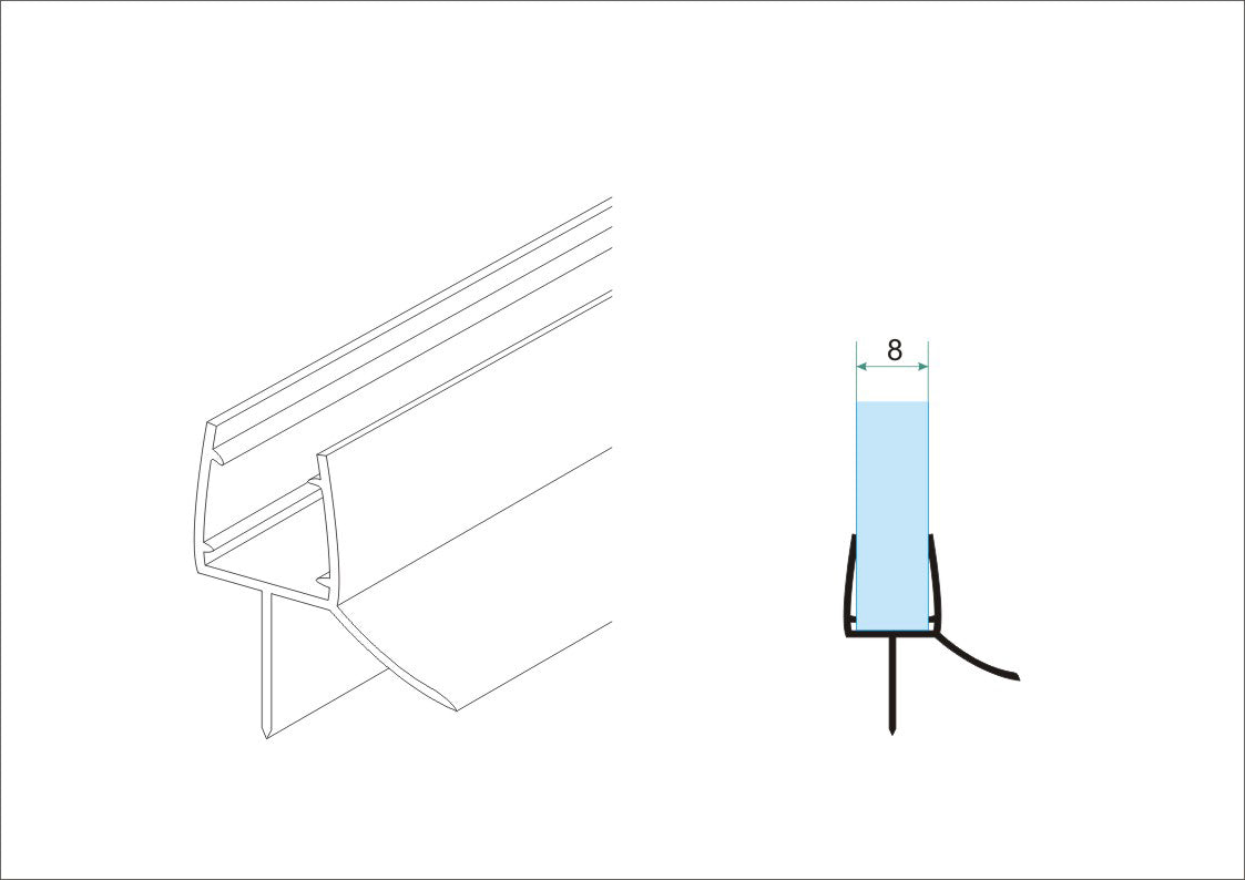 Xellanz rubberen waterkering transparant - technische tekening
