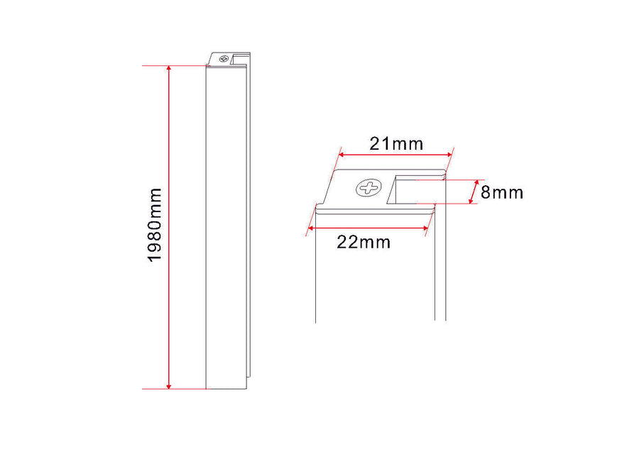 ensemble bande magnétique pour cabine 1/4 avec 2 portes battantes 8mm chrome