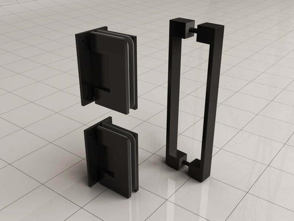 Ensemble de charnières et poignée pour porte de niche sans profil Wiesbaden Less en noir mat