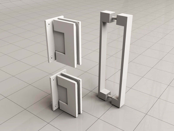 Ensemble de charnières et poignée pour porte de niche sans profil Wiesbaden Less en blanc mat