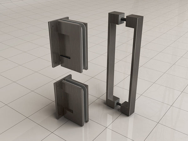 Moins ensemble de charnières et poignée pour porte de niche sans profil gunmetal