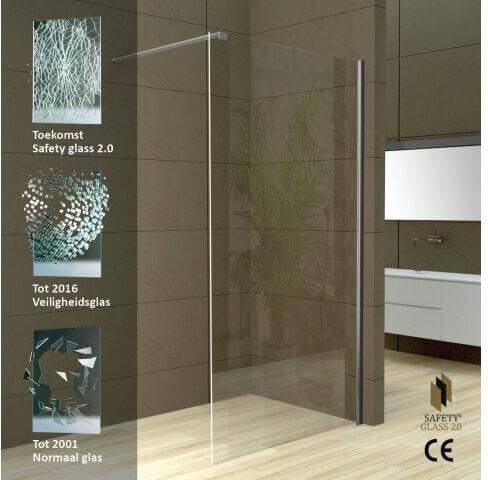 Wiesbaden Douchewand 2.0 10mm | Muurprofiel | NANO coating | Inloopdouche (Alle maten)