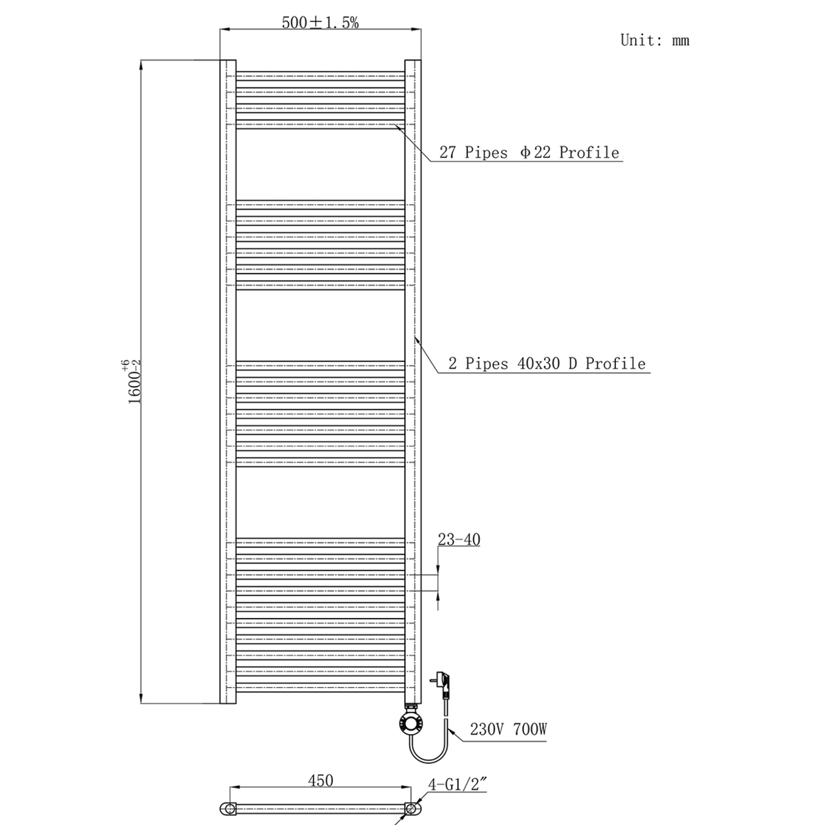 BELRAD Badkamer radiator elektrisch