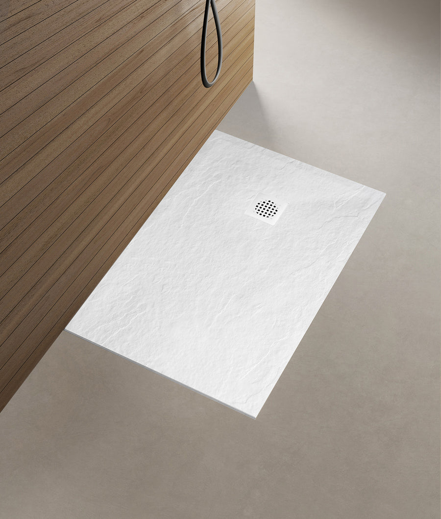 Wiesbaden Stonea douchebak antislip composiet inkortbaar 900 x 1400 x 30 mm / mat wit - sfeerbeeld