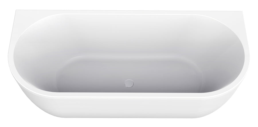 Wiesbaden Liora half vrijstaand ligbad acryl met waste 170 x 75 cm / Glans wit - productfoto