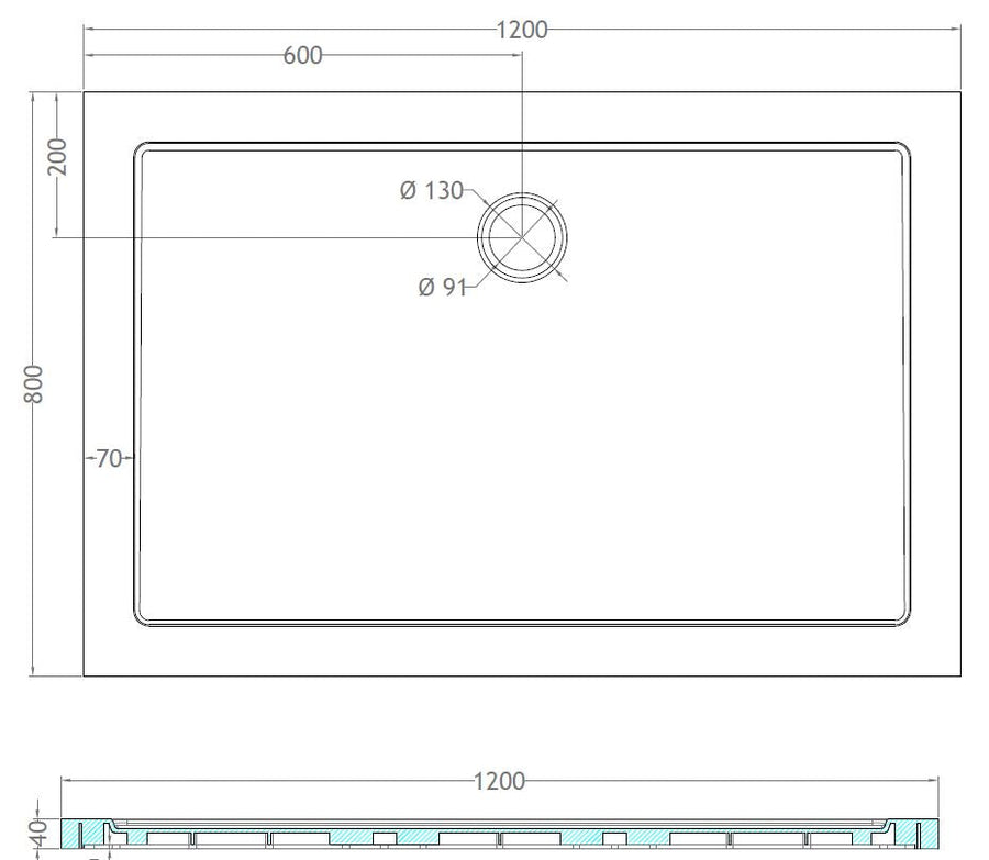 Luxus-Duschwanne SMC rechteckig 120x80x4 cm weiß