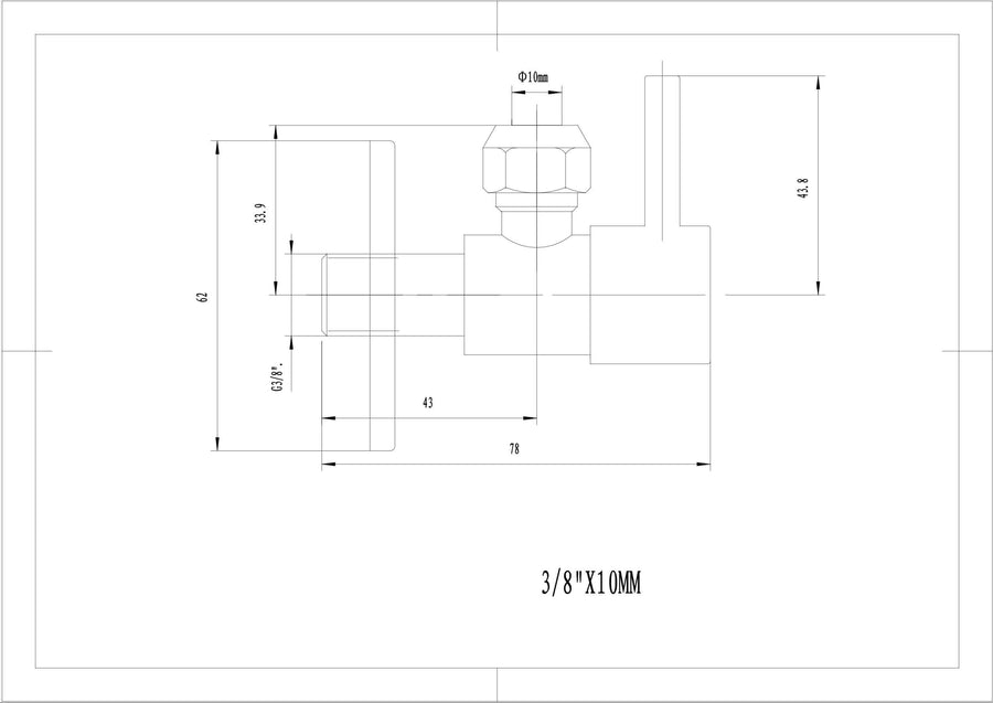 Robinet d'arrêt d'angle minimal 3/8" x 3/8" ou compression 10 mm mat noir