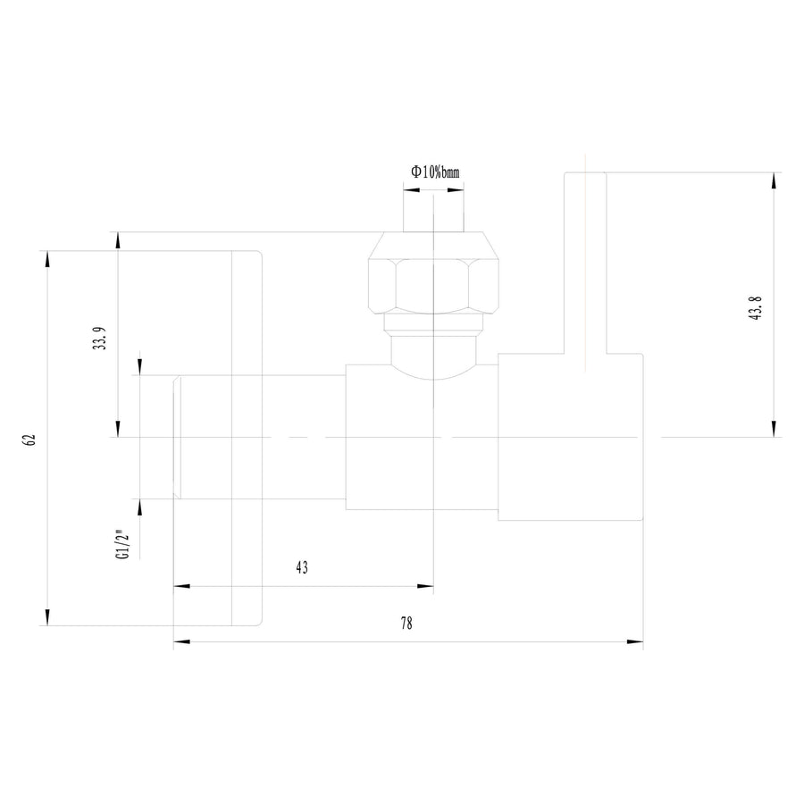 Minimal hoekstopkraan 1/2" x 3/8" of knel 10 mm geborsteld brons koper PVD
