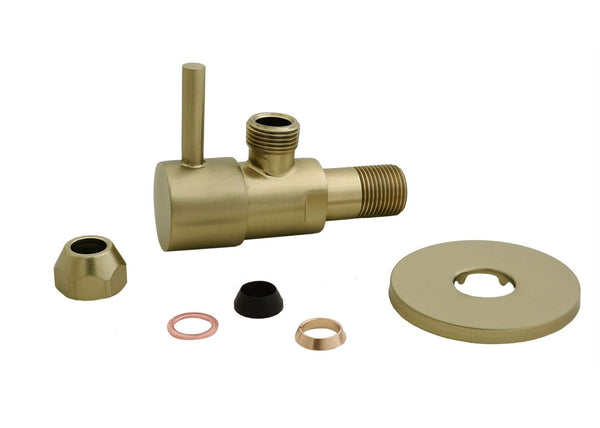 Robinet d'arrêt d'angle minimal 3/8" x 3/8" ou compression 10 mm laiton brossé PVD