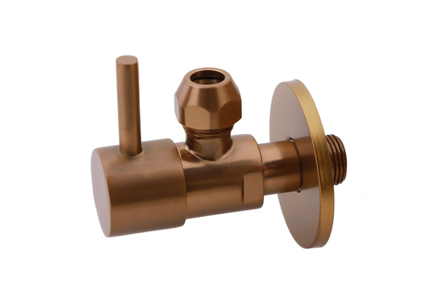 Robinet d'arrêt d'angle minimal 3/8" x 3/8" ou compression 10 mm cuivre bronze brossé PVD