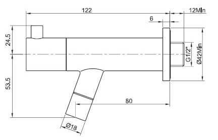 Amador fonteinkraan met muurbevestiging Kiwa 1/2'' chroom