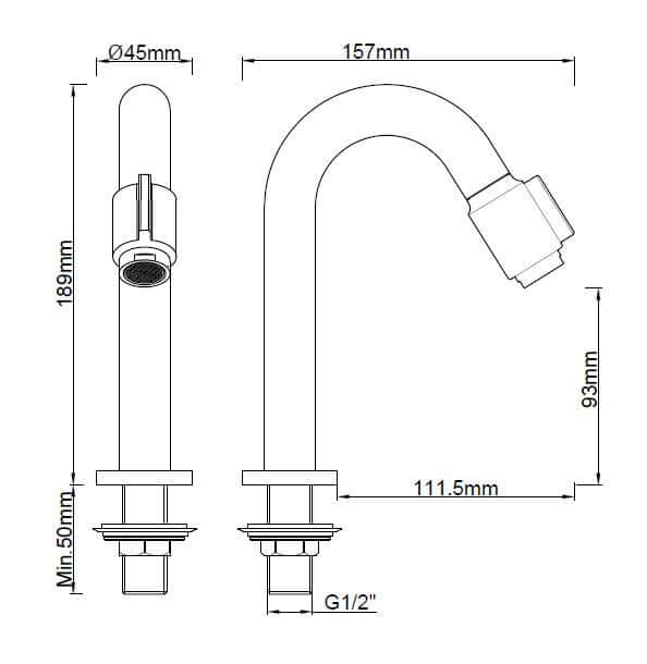 Wiesbaden Victoria Luxe Robinet Fonte 1/2" Laiton Brossé Or