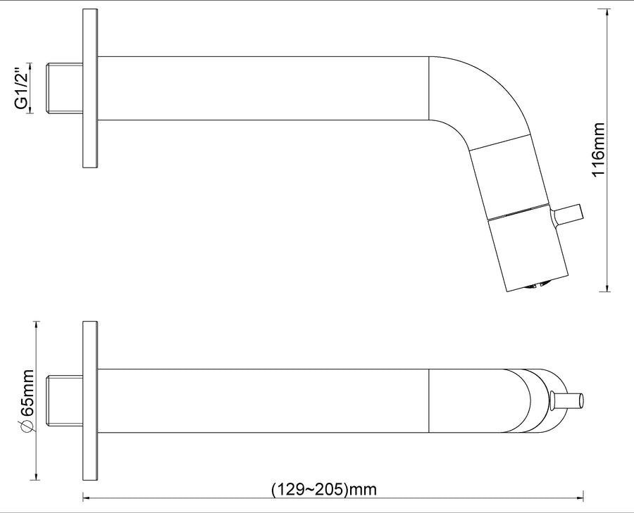 Caral Sophia fonteinkraan inkortbaar met muurbevestiging 1/2" geborsteld messing PVD