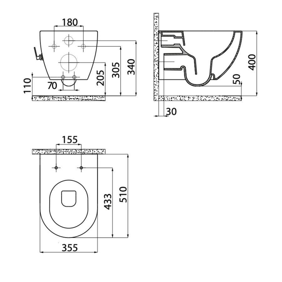 Creavit Rimoff hangtoilet / ophang WC met bidet – warm/koud water