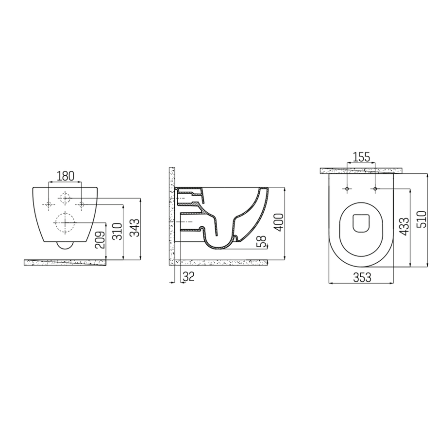 Creavit Rimoff hangtoilet / ophang WC – rimless wandmodel
