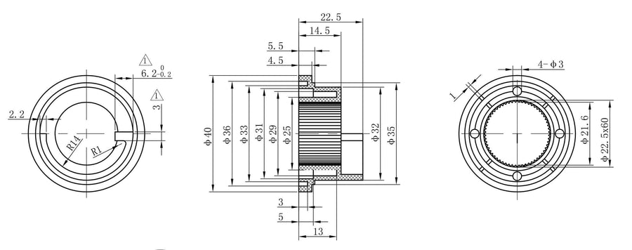 Thermostatisches Innenwerk mit Ring für universellen Duschthermostat