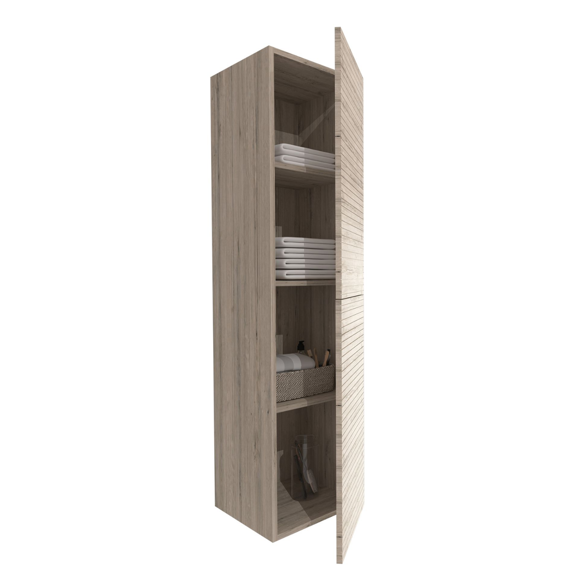ALONI ELITE hoge badkamerkast – Horizontaal reliëf – Softclose
