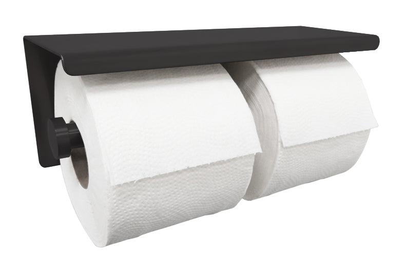 Wiesbaden Brush dubbele toiletrolhouder Mat zwart - productfoto