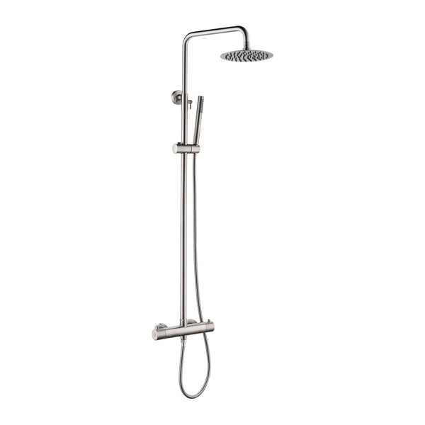 Wiesbaden 304 thermostatische regendoucheset opbouw geborsteld RVS