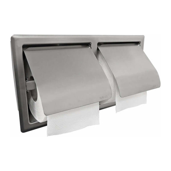 Sunk double porte-rouleau de toilette encastré avec couvercle en acier inoxydable