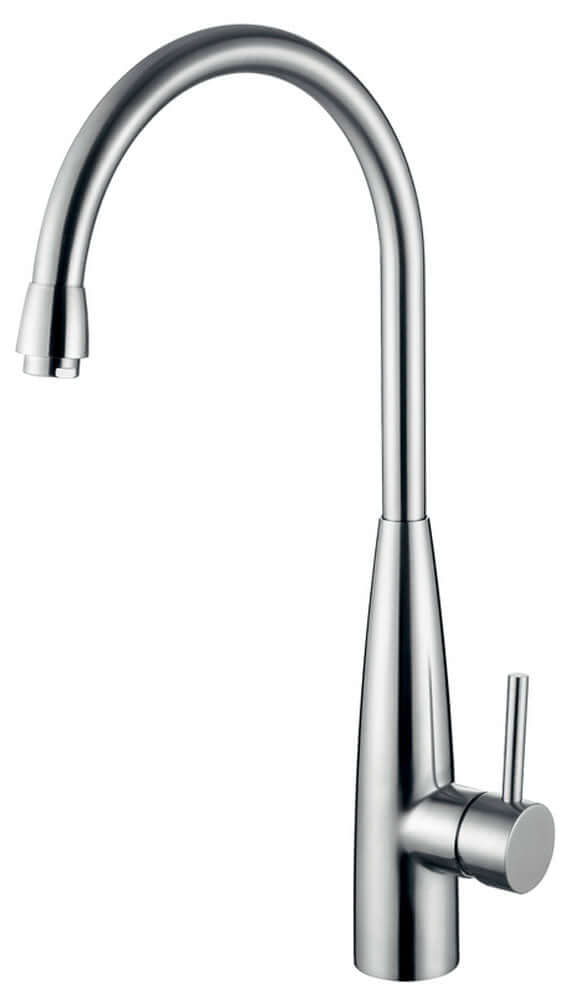 Robinet de cuisine Clark avec bec haut courbé en acier inoxydable