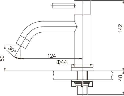 Wiesbaden 304-Verona RVS Toiletkraan 1/2" Gebogen Uitloop