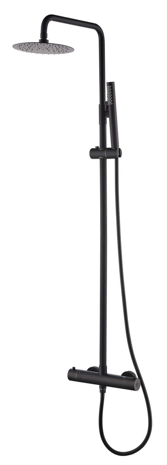 Ensemble de douche de pluie thermostatique Tivaro en surface noir mat