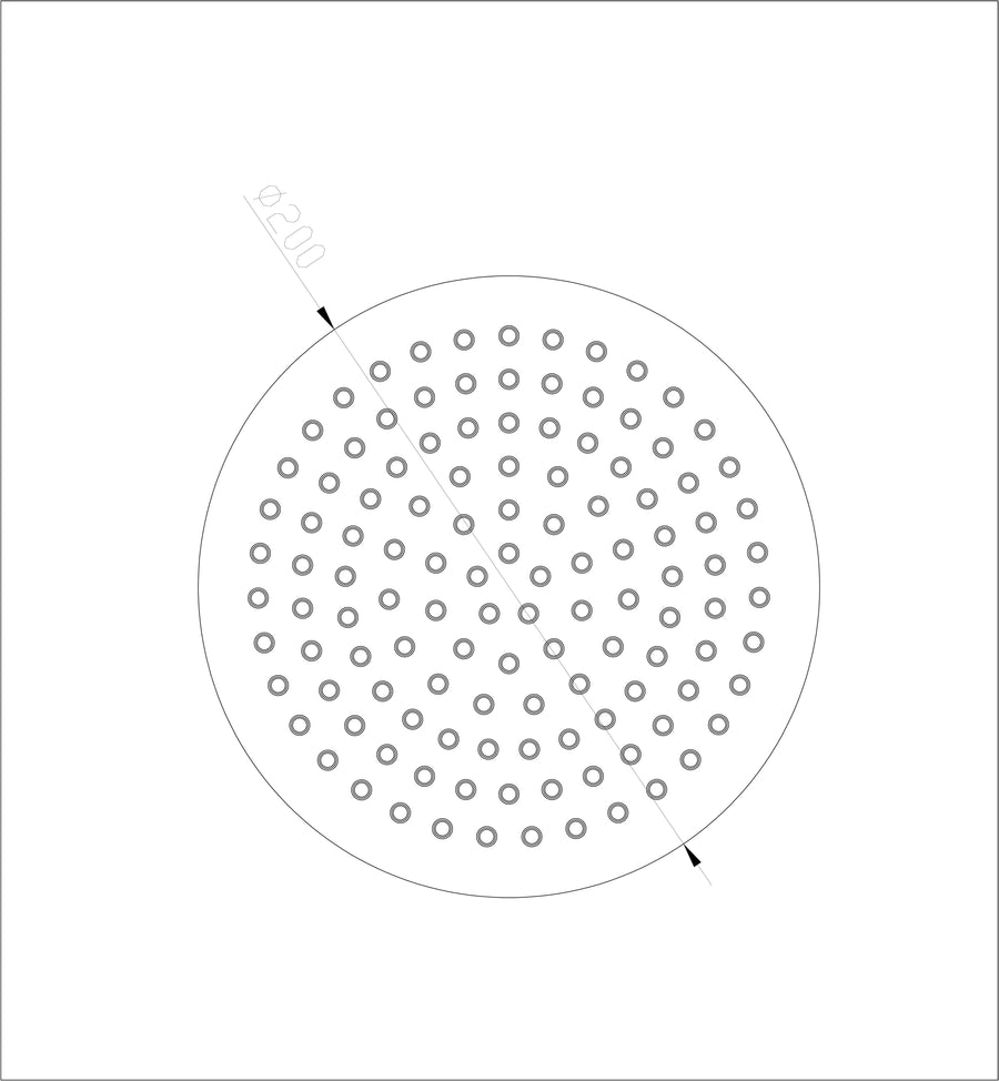 304 hoofddouche rond 20 cm geborsteld RVS