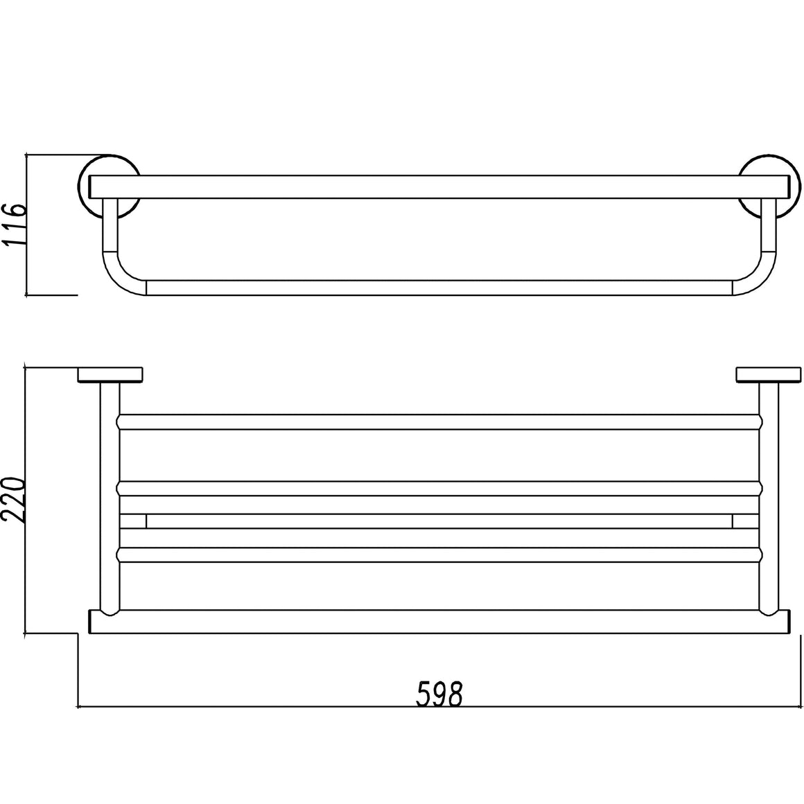 304 handdoekhouder met planchet 60 cm RVS