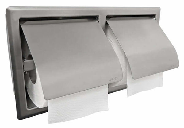 Porte-rouleau de toilette double Wiesbaden 304 acier inoxydable avec couvercle