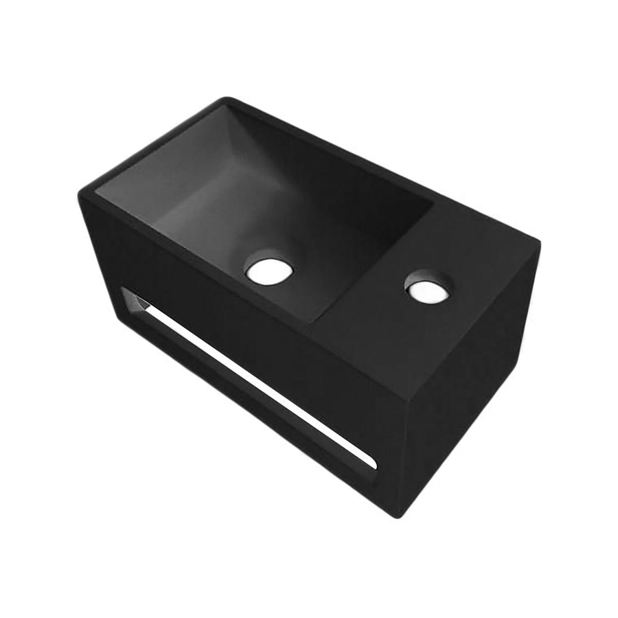 Solid Surface Wastafel met Handdoekhouder – Kraangat Rechts