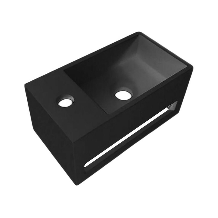 Solid Surface Wastafel met Handdoekhouder – Kraangat Links