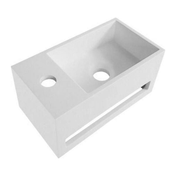 Aloni Solid Surface Wastafel met Handdoekhouder – Kraangat Links