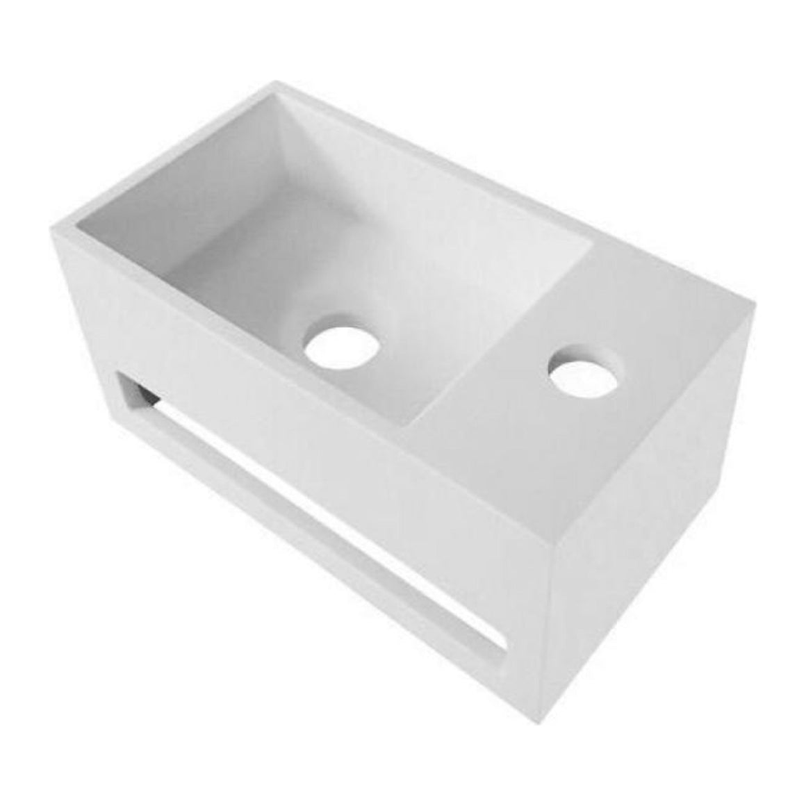 Solid Surface Wastafel met Handdoekhouder – Kraangat Rechts