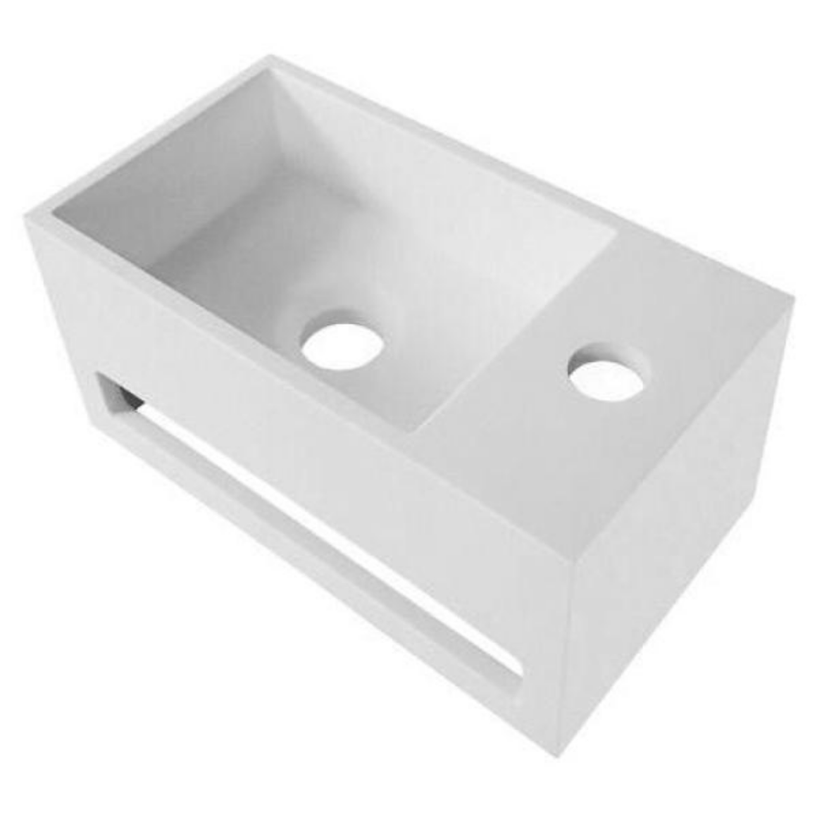 Solid Surface Wastafel met Handdoekhouder – Kraangat Rechts