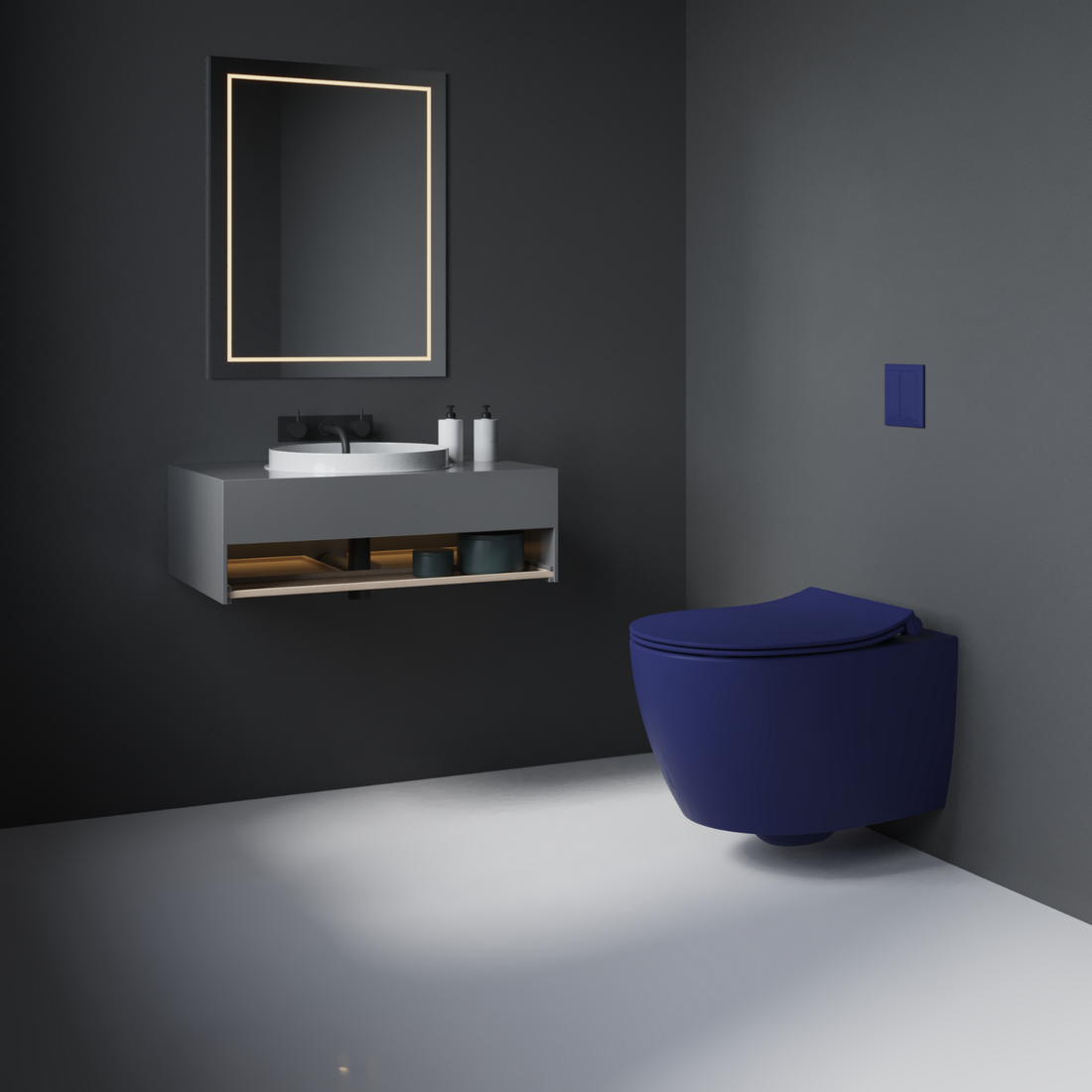 Isvea Sentimenti Neo hangtoilet met bidet blauw sfeerfoto