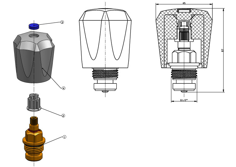 Riko kraanbovendelen Trans 1/2 koud - technische tekening