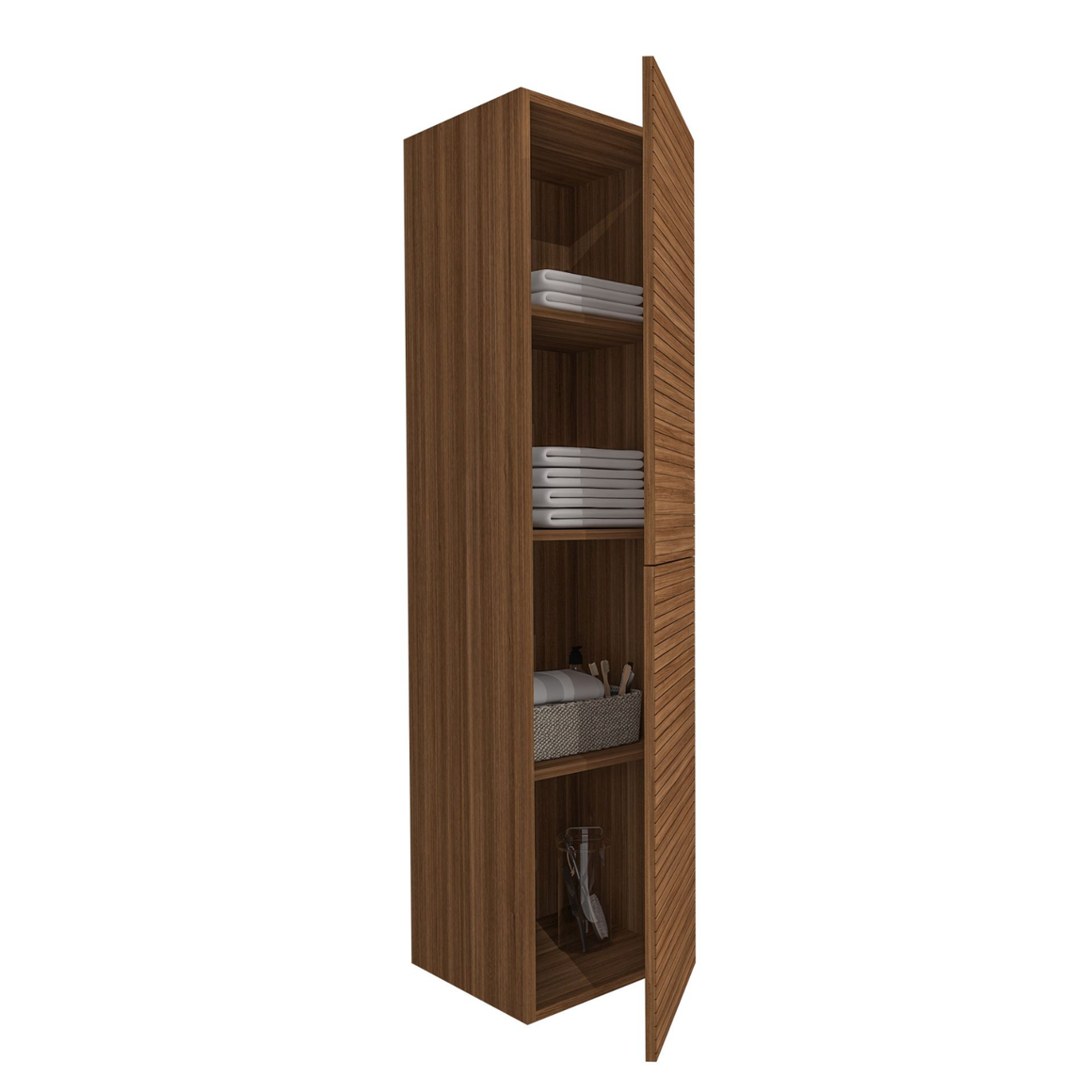 ALONI ELITE hoge badkamerkast – Horizontaal reliëf – Softclose