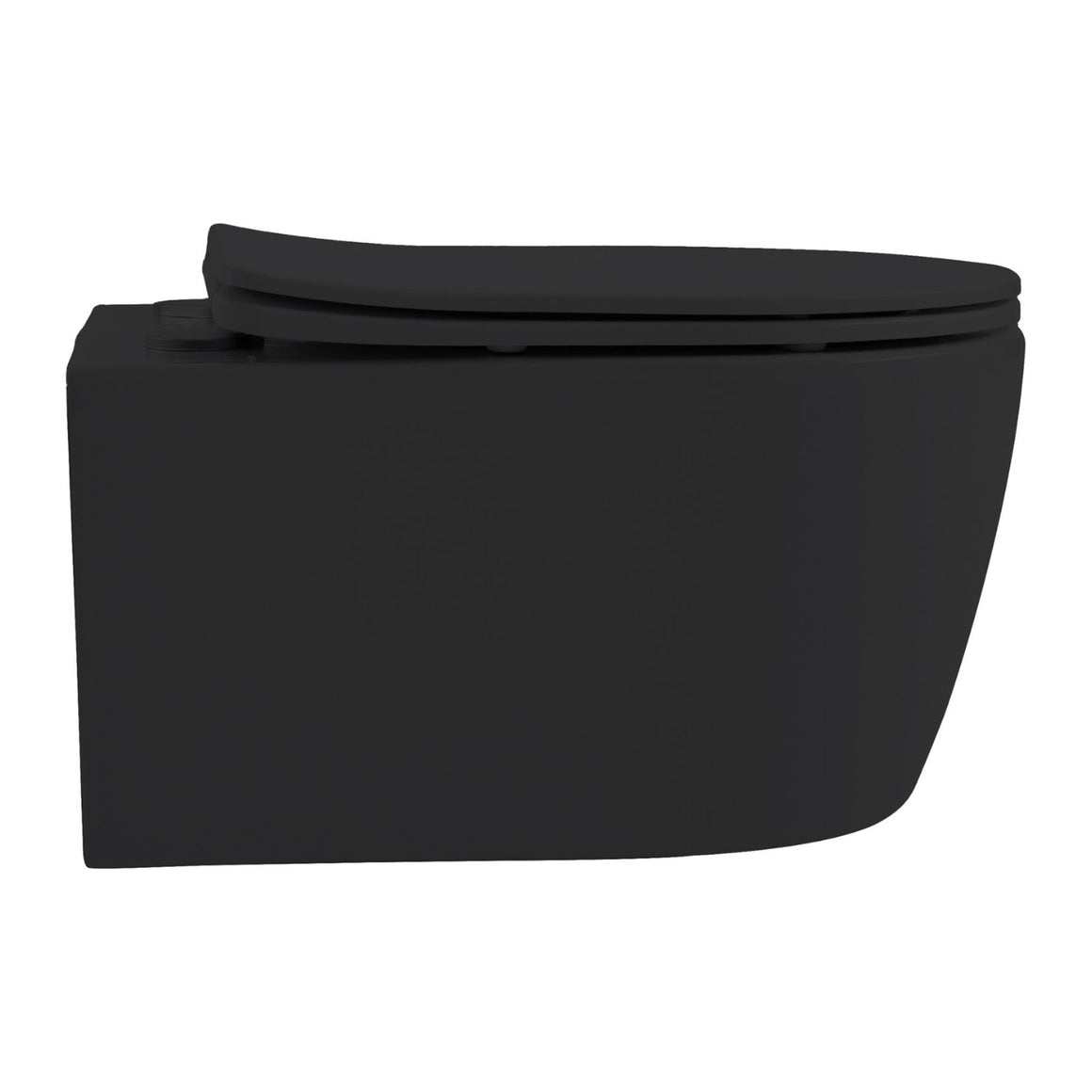 Aloni Pro hangtoilet / ophang WC – randloos – met zitting – compact 49 cm – mat zwart #kleur_mat-zwart
