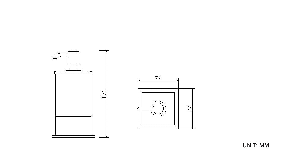 Wiesbaden Eris vrijstaande zeepdispenser chroom - technische tekening