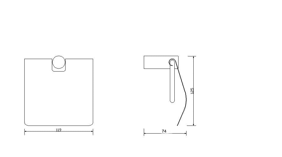 Wiesbaden Ida toiletrolhouder met klep chroom - technische tekening