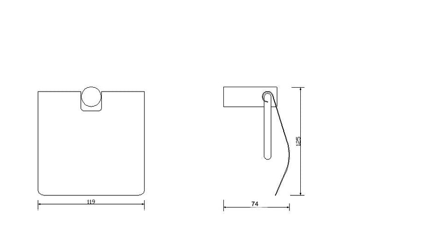 Wiesbaden Ida toiletrolhouder met klep chroom - technische tekening