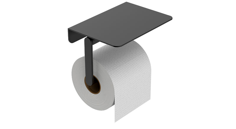 Wiesbaden Alonzo toiletrolhouder met planchet Mat zwart - productfoto