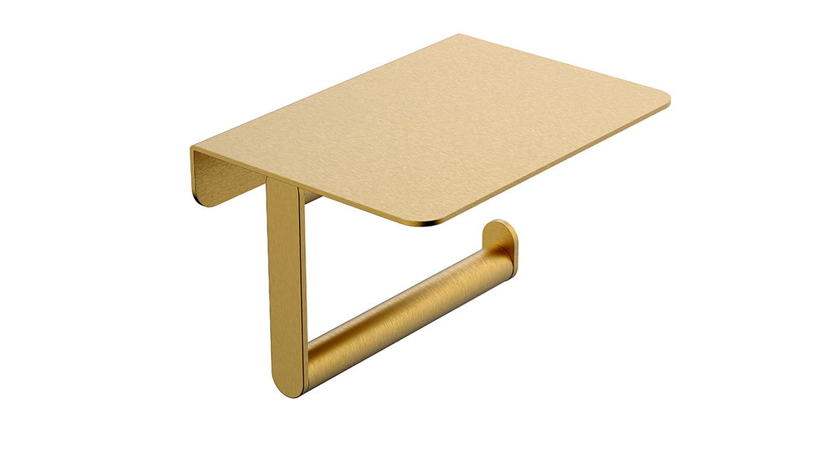 Wiesbaden Alonzo toiletrolhouder met planchet PVD Geborsteld messing - productfoto