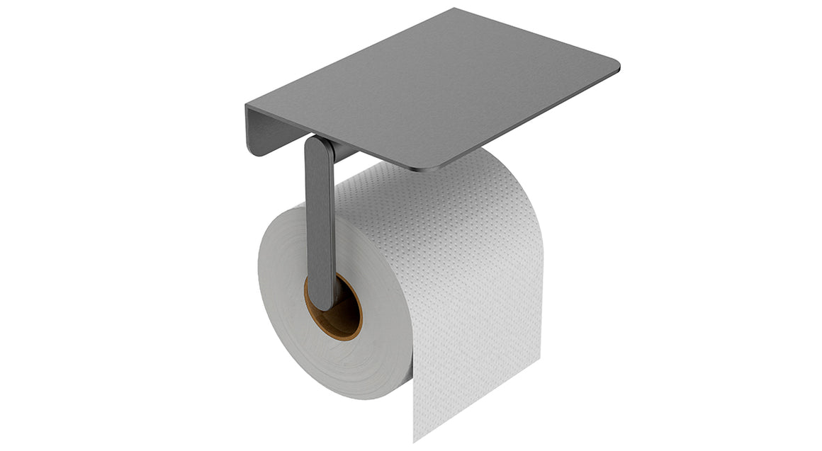 Wiesbaden Alonzo toiletrolhouder met planchet PVD Gunmetal - productfoto