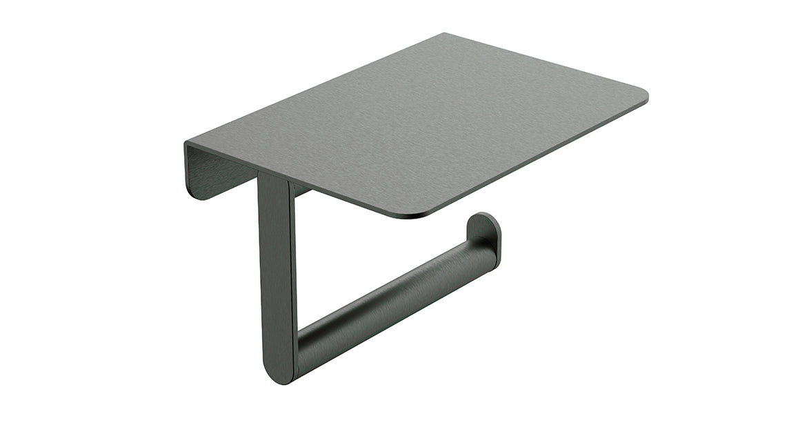 Wiesbaden Alonzo toiletrolhouder met planchet PVD Gunmetal - productfoto