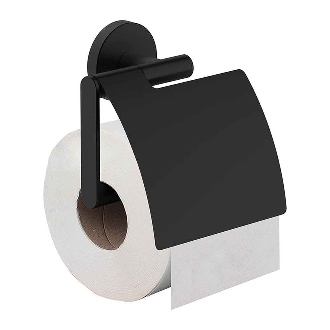 Wiesbaden Alonzo toiletrolhouder met klep Mat zwart - productfoto