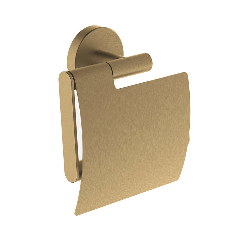 Wiesbaden Alonzo toiletrolhouder met klep PVD Geborsteld messing - productfoto